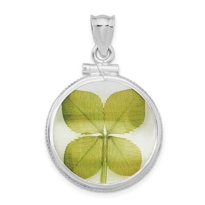 Polish 3D Genuine 4-Leaf Clover Coin Edge Pendant Sterling Silver QC10999, MPN: QC10999, 6372181050…