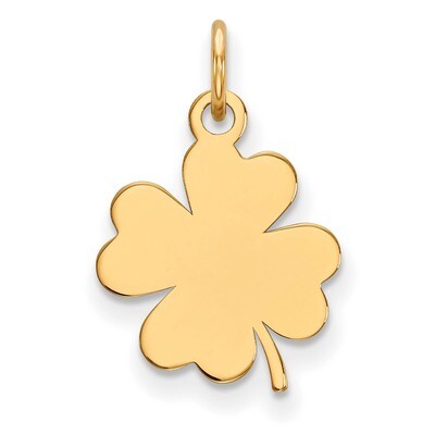 0.018 Gauge Engravable Clover Disc Charm 14k Gold Plain XM635/18, MPN: XM635/18,