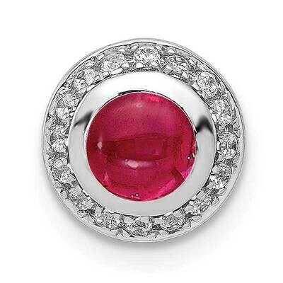 Cabochon .65 Ruby Halo Chain Slide 14k White Gold Diamond PM4030-RU-012-WA, MPN: PM4030-RU-012-WA, …