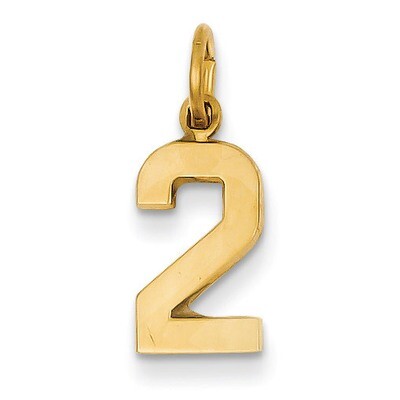 Casted Small Polished Number 2 Charm 14k Gold SP02, MPN: SP02, 191101371646