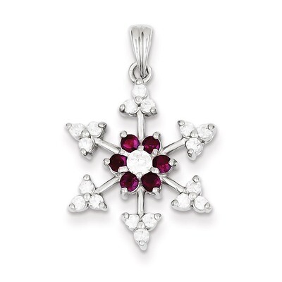 Fuschia Diamond Snowflake Charm Sterling Silver QP1126, MPN: QP1126, 883957957807
