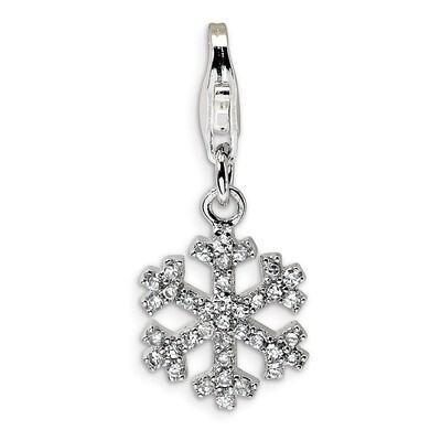 Snowflake Charm Sterling Silver Synthetic Diamond QCC540 by Amore La Vita, MPN: QCC540, 883957334974