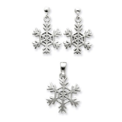 Snowflake Earrings and Pendant Set Sterling Silver QST60, MPN: QST60, 191101285684