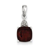 Garnet Cushion Pendant Sterling Silver Rhodium-plated Diamond QP2980GA, MPN: QP2980GA, 883957358253