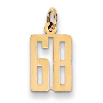 Number 68 Charm 14k Gold Small Polished Elongated LES68, MPN: LES68, 883957219127