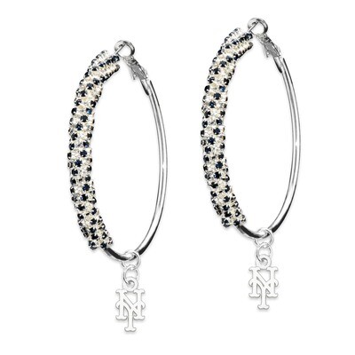 New York Mets Amped Logo Crystal Earrings MET077ER-CR