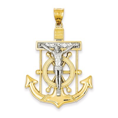 Diamond-cut Mariner&#39;s Cross Pendant 14k Two-Tone Gold C3717, MPN: C3717, 191101095245