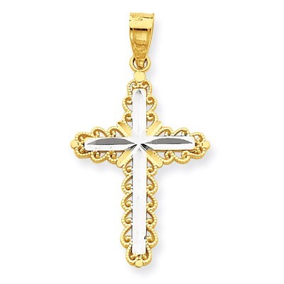Diamond-Cut Cross Pendant 10K Gold &amp; Rhodium 10C1125, MPN: 10C1125, 886774019888