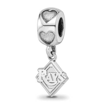 Tampa Bay Rays RAYS Logo on Heart Bead Sterling Silver Rhodium-plated DEV023BD2-SS, MPN: DEV023BD2-…