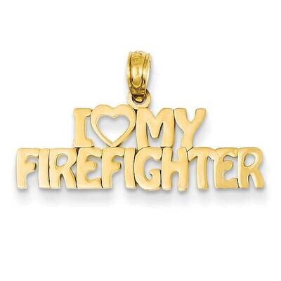 I Love My Firefighter Pendant 14k Gold K924, MPN: K924, 637218023547