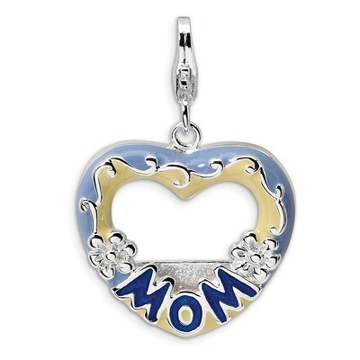 2-D Blue Enameled Mom Photo Charm Sterling Silver QCC161 by Amore La Vita, MPN: QCC161, 883957331188