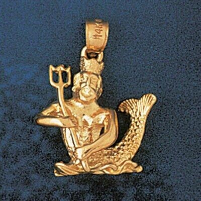 Dazzlers Jewelry Mermaid Man Pendant Necklace Charm Bracelet in Yellow, White or Rose Gold 1383, MP…
