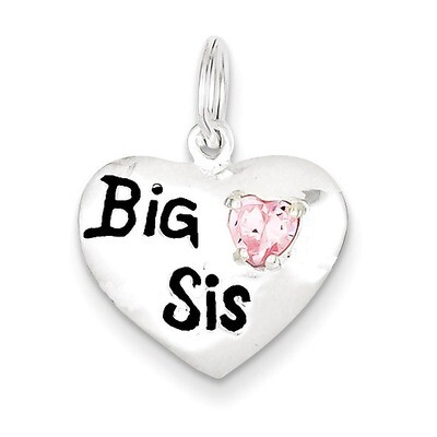 Big Sis Cubic Zirconia Heart Charm Sterling Silver QC4578, MPN: QC4578, 723252331196
