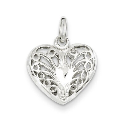 Filigree Heart Charm Sterling Silver QC584, MPN: QC584, 883957975597