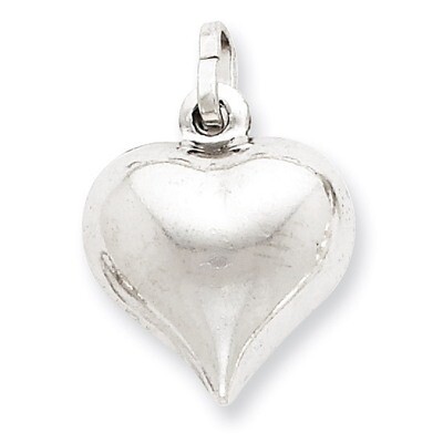 Puffed Heart Charm Sterling Silver QC5981, MPN: QC5981, 883957544731