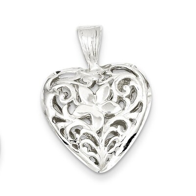 Filigree Heart Charm Sterling Silver QC581, MPN: QC581, 883957913391