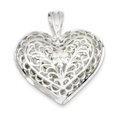Filigree Heart Charm Sterling Silver QC579, MPN: QC579, 883957913360