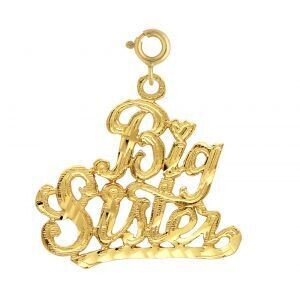 Dazzlers Jewelry Big Sister Pendant Necklace Charm Bracelet in Yellow, White or Rose Gold 9940, MPN…