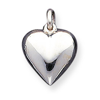 Puffed Heart Charm Sterling Silver QC3705, MPN: QC3705, 883957908281