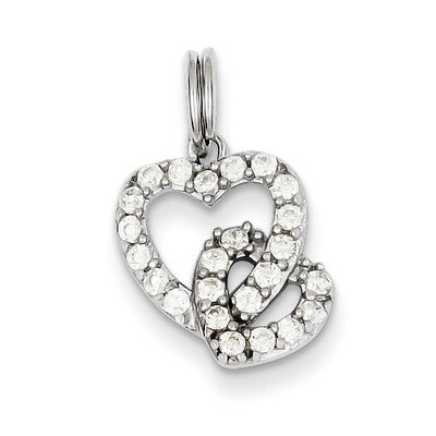 Heart Charm Sterling Silver Diamond QC6191, MPN: QC6191, 883957914961