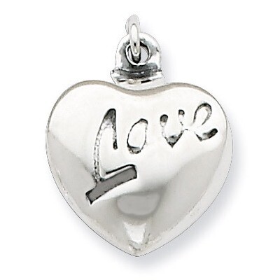 Love Puffed Heart Charm Sterling Silver QC6718, MPN: QC6718, 883957570037