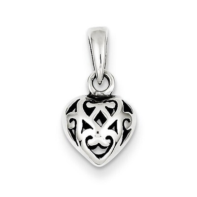 Antique Puff Heart Charm Sterling Silver QC4560, MPN: QC4560, 883957911120