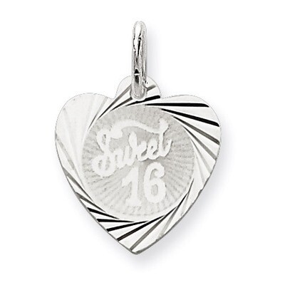 Sweet Sixteen Heart Disc Charm Sterling Silver QC2454, MPN: QC2454, 191101181399