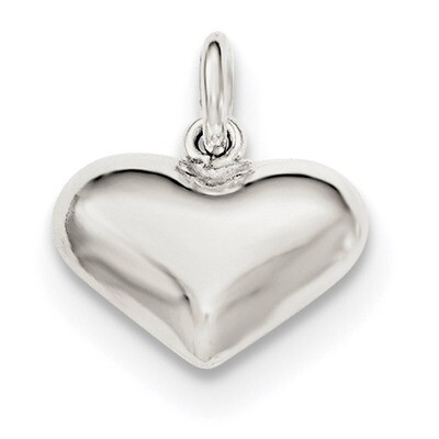 Puff Heart Charm Sterling Silver Polished QC8462, MPN: QC8462, 191101358937