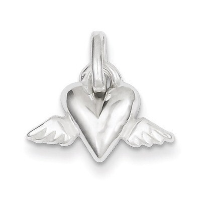 Heart Wings Charm Sterling Silver QC3719, MPN: QC3719, 883957908366