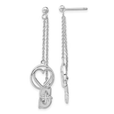 MLB Seattle Mariners Beloved Heart Dangle Earrings Sterling Silver MRN005BLERD-SS, MPN: MRN005BLERD…