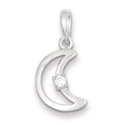 Diamond Polished Moon Pendant Sterling Silver QC6847, MPN: QC6847, 883957140575