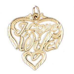 Dazzlers Jewelry I Love My Wife Pendant Necklace Charm Bracelet in Yellow, White or Rose Gold 10086…