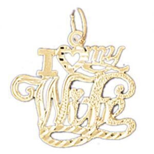 Dazzlers Jewelry I Love My Wife Pendant Necklace Charm Bracelet in Yellow, White or Rose Gold 10083…