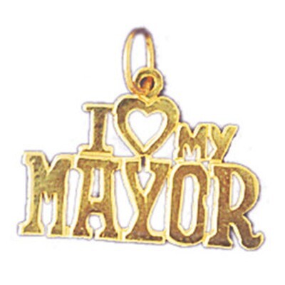 Dazzlers Jewelry I Love My Mayor Pendant Necklace Charm Bracelet in Yellow, White or Rose Gold 1089…