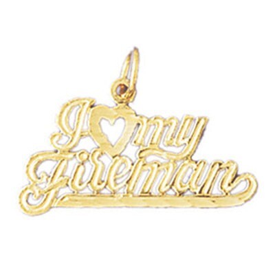 Dazzlers Jewelry I Love My Fireman Pendant Necklace Charm Bracelet in Yellow, White or Rose Gold 10…