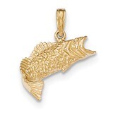 Bass Fish Pendant 14K Gold Polished &amp; Textured K5362, MPN: K5362, 637218010721