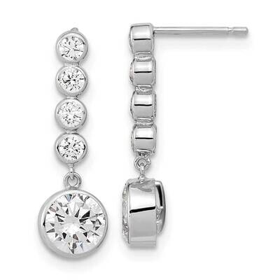 CZ Diamond Post Dangle Earrings 14k White Gold YE2018, MPN: YE2018, 191101798849