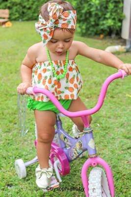 Pineapple Baby Top and Head Wrap set, Baby Summer Set, Baby Sunsuit, Baby Headwrap, Girls Headwrap,…