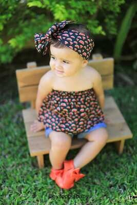 Watermelon Baby Top and Head Wrap set, Baby Summer Set, Baby Sunsuit, Baby Headwrap, Girls Headwrap…