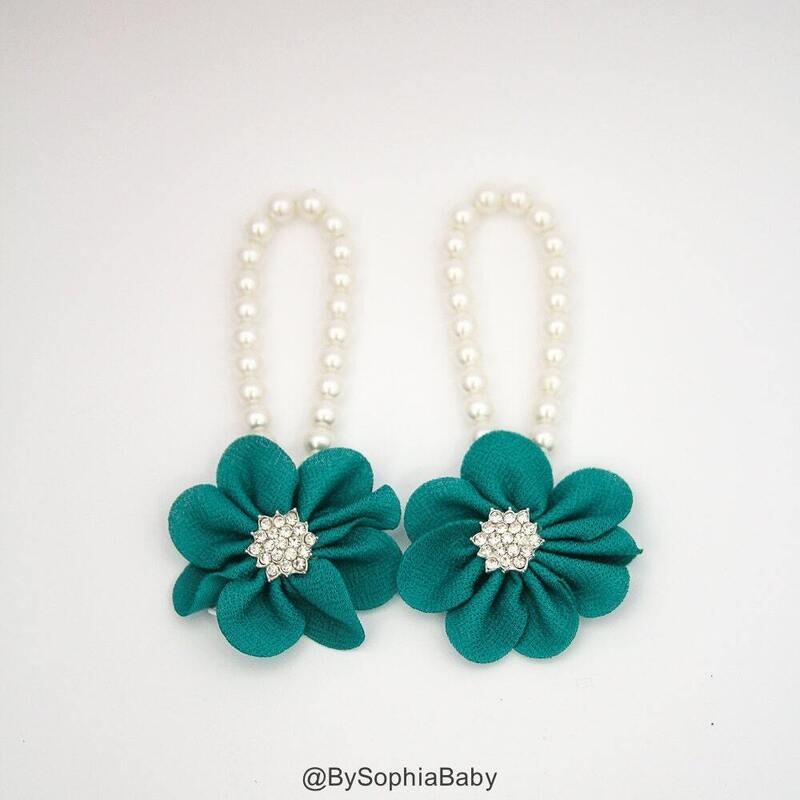 BySophiaBaby Baby Barefoot Sandals, Teal Turquoise Barefoot Sandal