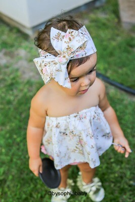 Pink Floral Baby Top and Head Wrap set, Baby Summer Set, Baby Sunsuit, Baby Headwrap, Girls Headwra…