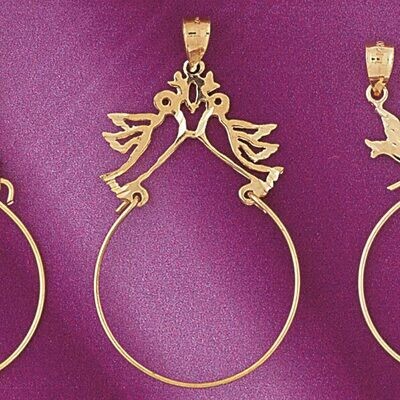 Dazzlers Jewelry Love Bird Holder Pendant Necklace Charm Bracelet in Yellow, White or Rose Gold 424…