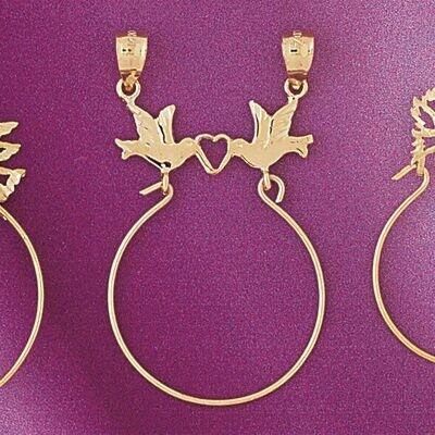 Dazzlers Jewelry Love Bird Holder Pendant Necklace Charm Bracelet in Yellow, White or Rose Gold 424…