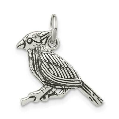 Bird On Branch Pendant Sterling Silver Antiqued QP5648, MPN: QP5648,