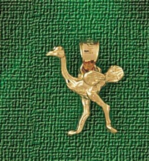 Dazzlers Jewelry Ostrich Bird Pendant Necklace Charm Bracelet in Yellow, White or Rose Gold 3046, M…