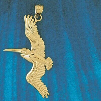 Dazzlers Jewelry Pelican Bird Pendant Necklace Charm Bracelet in Yellow, White or Rose Gold 1442, M…