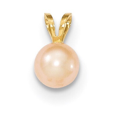 6-7mm Pink Fresh Water Cultured Pearl Pendant 14k Gold XF522, MPN: XF522,