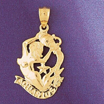 Dazzlers Jewelry Aquarius Water Bearer Zodiac Pendant Necklace Charm Bracelet in Yellow, White or R…