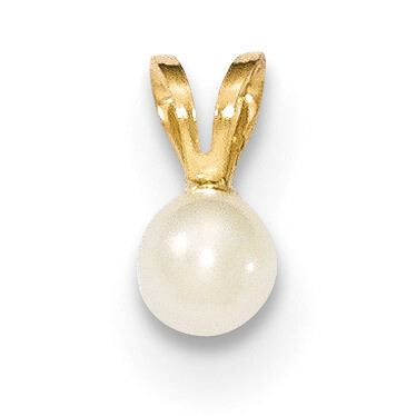 4-5mm Round White Fresh Water Cultured Pearl Pendant 14k Gold XF520, MPN: XF520,
