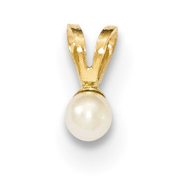 3-4mm Round White Fresh Water Cultured Pearl Pendant 14k Gold XF518, MPN: XF518,